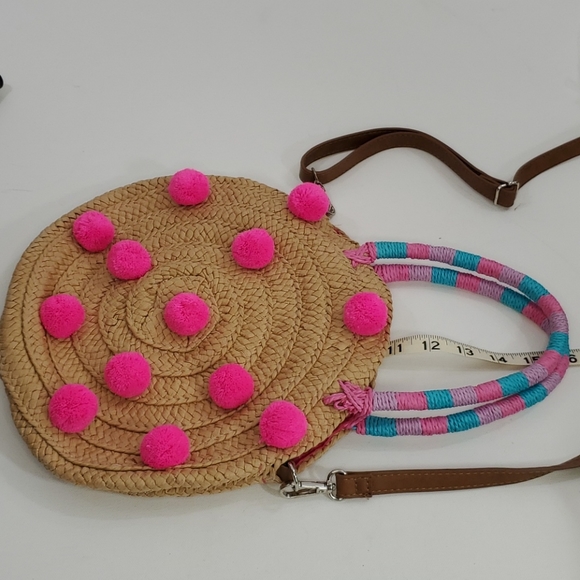 Straw Studios Pink Pom Pom straw bag - Picture 9 of 11